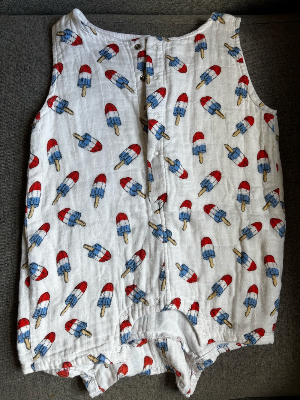 Angel Dear White Baby One-Piece with Red & Blue Popsicle Print